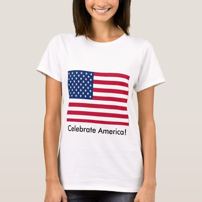 Camiseta Celebrar bandeira americana (Frente)