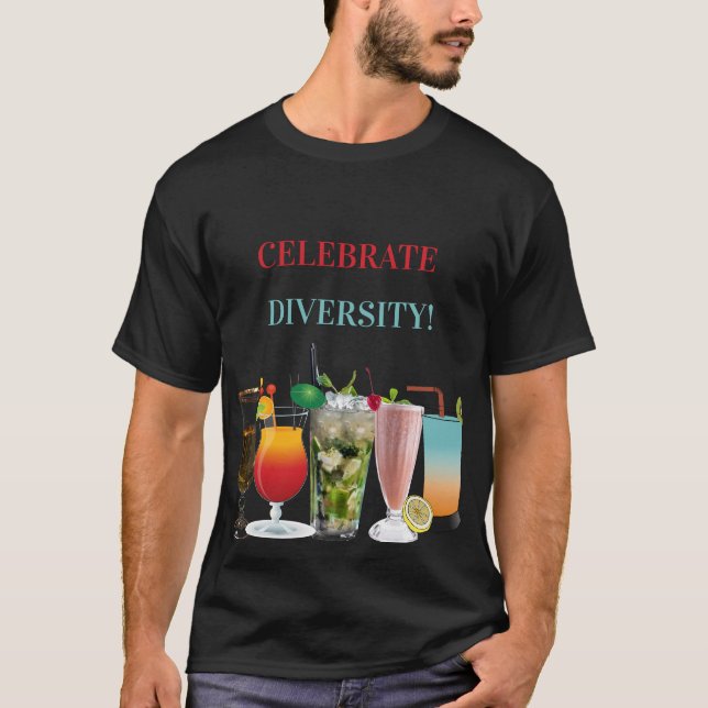 Camiseta Celebrar Cocktails de Diversidade (Frente)