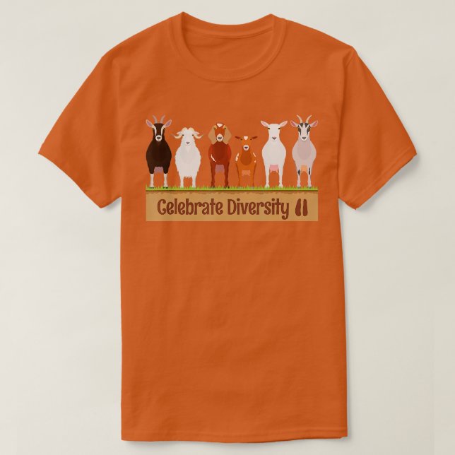 Camiseta Celebrar Diversidade de Pet Funny Goats para Goat  (Frente do Design)