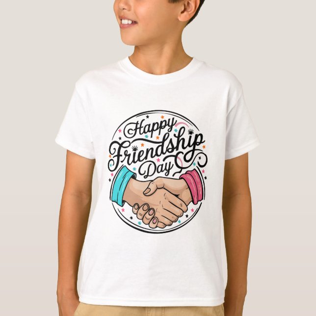 Camiseta Celebrar Feliz Dia da Amizade com alegria (Frente)