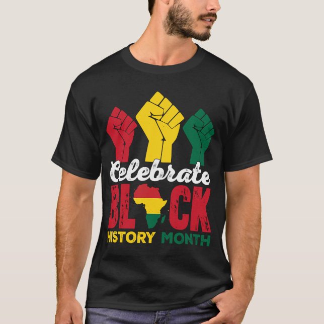 Camiseta Celebrar História Negra Mês do Orgulho Melanino Af (Frente)