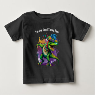 Camiseta Celebrar Mardi Gras com Dinossauro T Rex