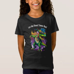 Camiseta Celebrar Mardi Gras com Dinossauro T Rex