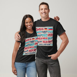 Camiseta Celebrar multilíngue; Qual é a sua mistura?