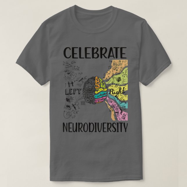 Camiseta Celebrar Neurodiversity Autism Neurodivergente AD (Frente do Design)