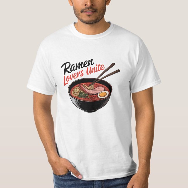 Camiseta Celebrar Noodle Love com Designs Ramen (Frente)