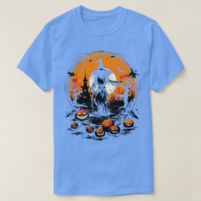 Camiseta Celebrar o Halloween com uma fantasia de bruxa (Frente do Design)