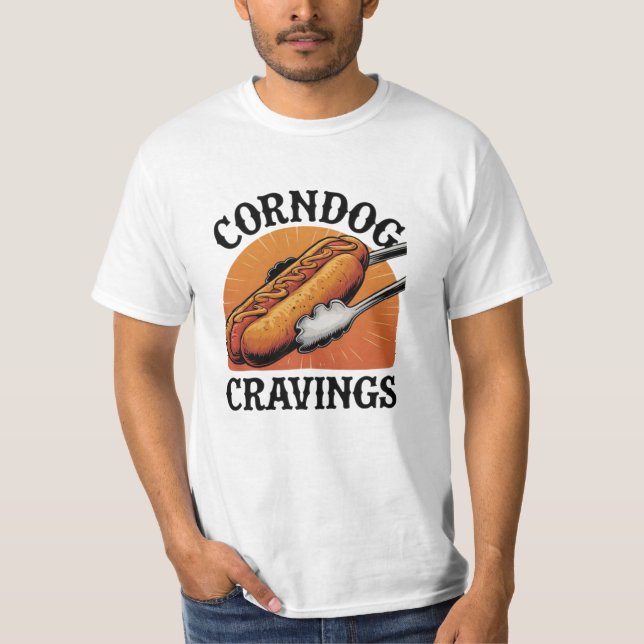 Camiseta Celebrar Snacks com Arte Única Corndog (Frente)