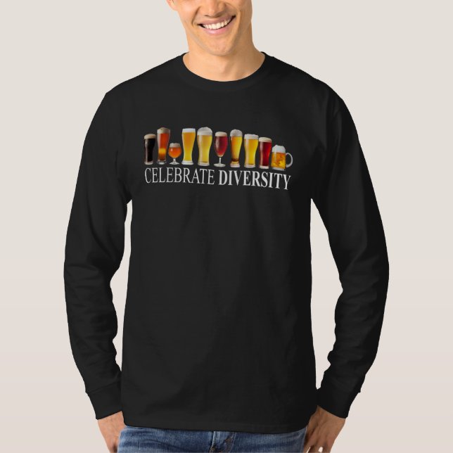 Camiseta Celebrate Diversity Craft Beer Drinking Beer Long  (Frente)