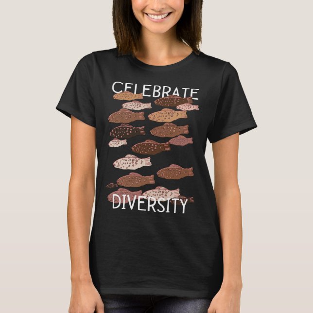 Camiseta Celebrate Diversity Inclusion Gummy Fish Racial Eq (Frente)