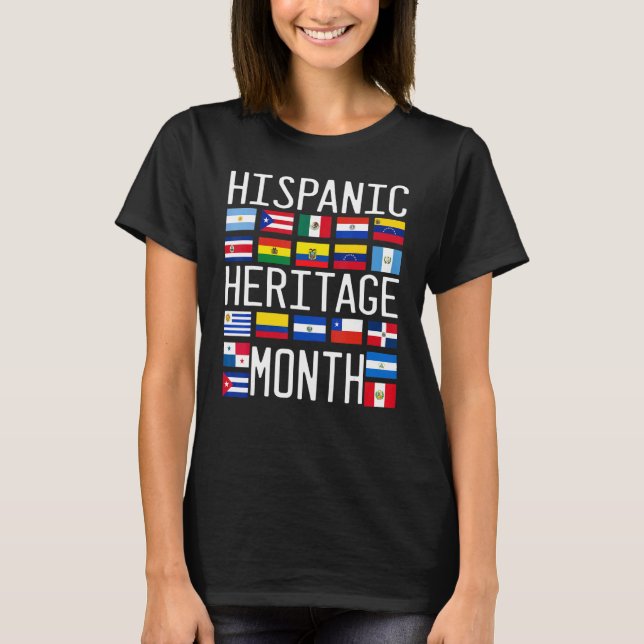 Camiseta Celebrate Hispanic Heritage Month Latino Countries (Frente)