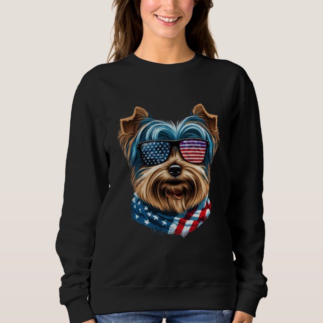 Camiseta Celebrate USA with a Yorkshire Terrier in Sunglass (Frente)