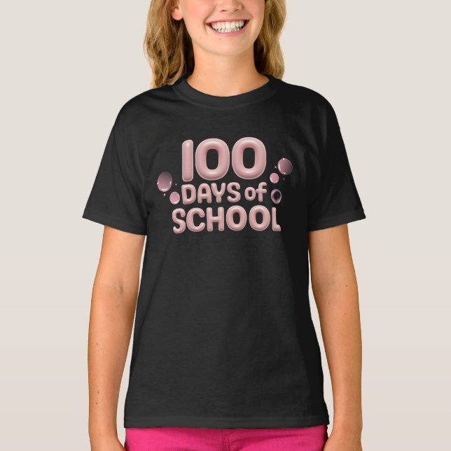 Camiseta Celebration 100 Days of School Kids Girls' Basic (Frente)