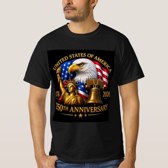 Camiseta Celebre 250 Anos de Liberdade! 🇺🇸 (Frente)