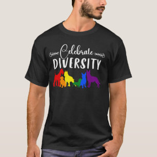 Camiseta Celebre a Diversidade Cães Arco-íris Orgulho LGBTQ