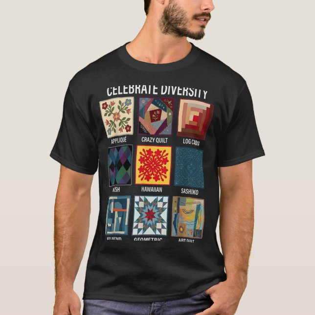 Camiseta Celebre a diversidade de artesanato de patchwork d (Frente)