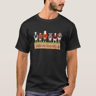 Camiseta Celebre a Diversidade Fofo para Fazenda de Raça de