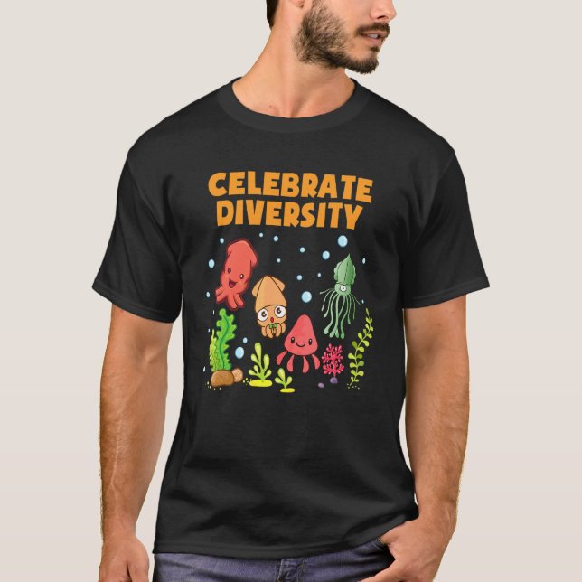 Camiseta Celebre a Diversidade  Polvo    Choco Lula (Frente)