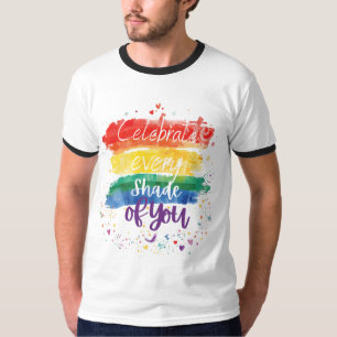 Camiseta Celebre Cada Matiz do Seu Design Citação Arco-Íris