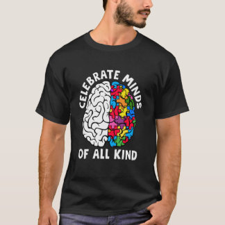 Camiseta Celebre Mentes de Todos os Tipos Neurodiversidade 