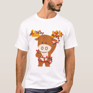 Camiseta Celebre o Natal com uma Reindeer Fofa