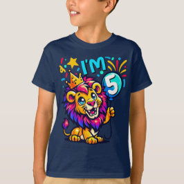Camiseta Celebre o personalizado leão de aniversário de 5 d