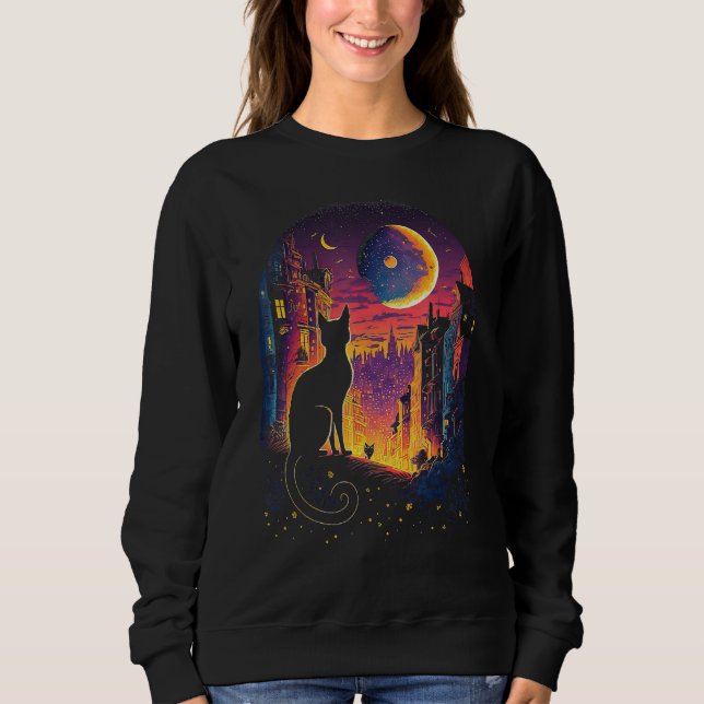 Camiseta Celestial Feline  Moon Cat's Spell (Frente)