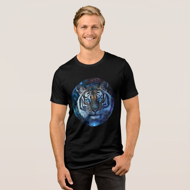 Camiseta Celestial Galaxy Tiger Art Print (Frente Completa)