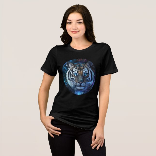 Camiseta Celestial Galaxy Tiger Art Print (Frente Completa)