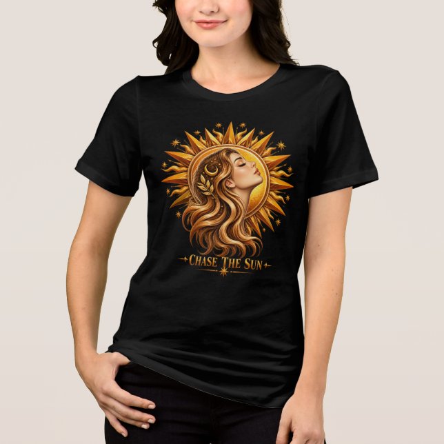 Camiseta Celestial Gold Goddess Explosão Solar "Perseguir o (Frente)