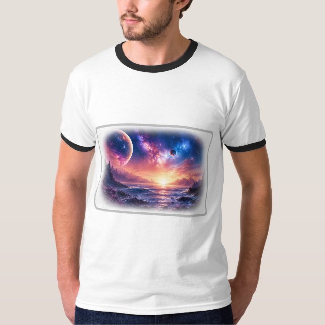 Camiseta Celestial Horizon Galaxy Ringer (Frente)
