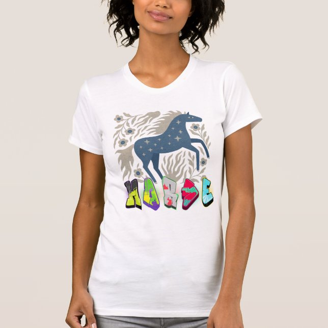 Camiseta Celestial Horse “HARD” – Cosmic Graffiti Art Desig (Frente)