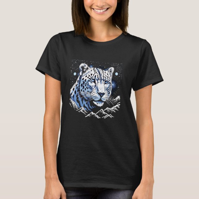 Camiseta Celestial Leopardo da Neve Sentinel (Frente)