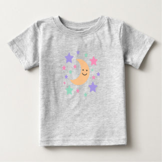 Camiseta Celestial Lua e Estrelas Pastel Fofa