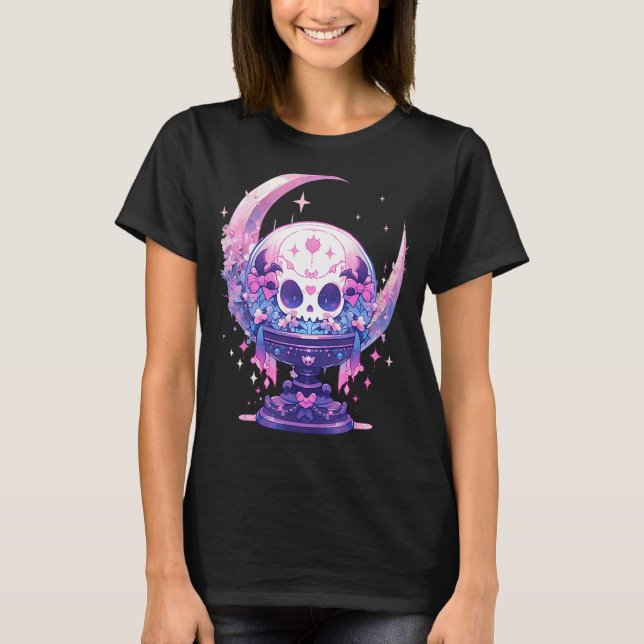 Camiseta Celestial Moon Witchy Crystal Ball Gótico Wit (Frente)
