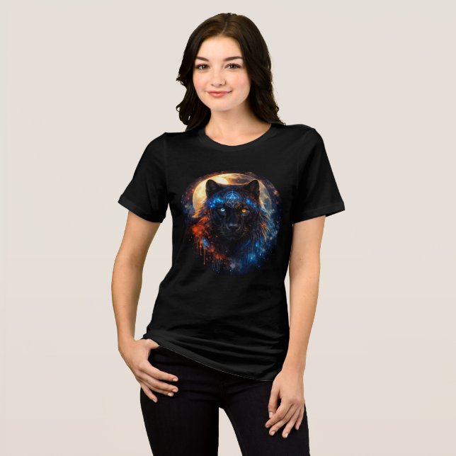 Camiseta Celestial Panther with Moon & Sacred Geometry (Frente Completa)