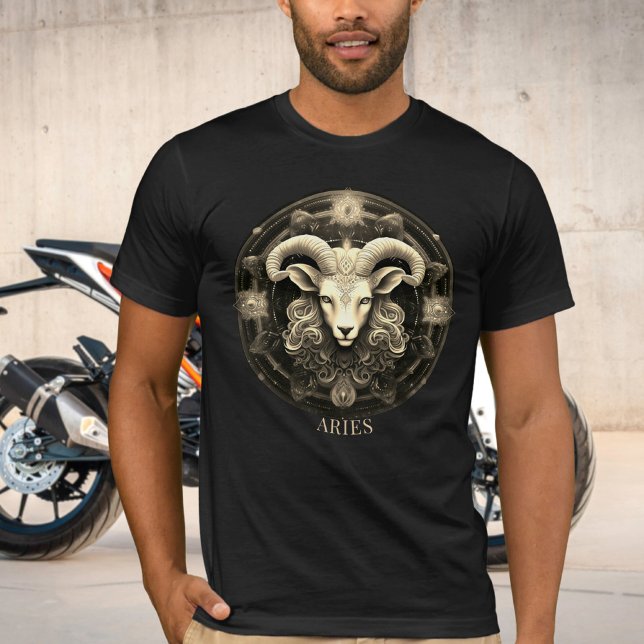 Camiseta Celestial Ram Zodiac Símbolo Fantasy Aries Mens (Criador carregado)