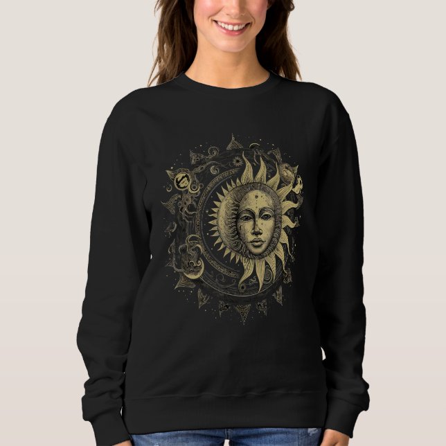 Camiseta Celestial Space Sun Moon Boho Luna Solar Astronomy (Frente)