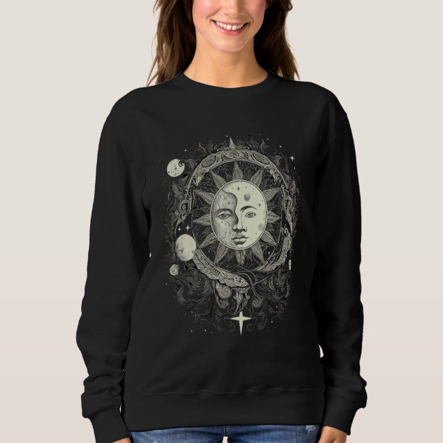 Camiseta Celestial Space Sun Moon Boho Luna Solar Astronomy (Frente)