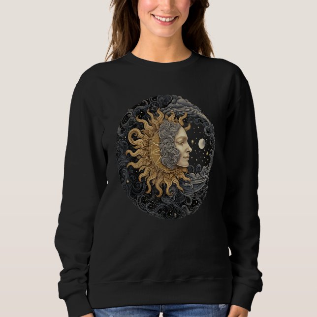 Camiseta Celestial Space Sun Moon Boho Luna Solar Astronomy (Frente)