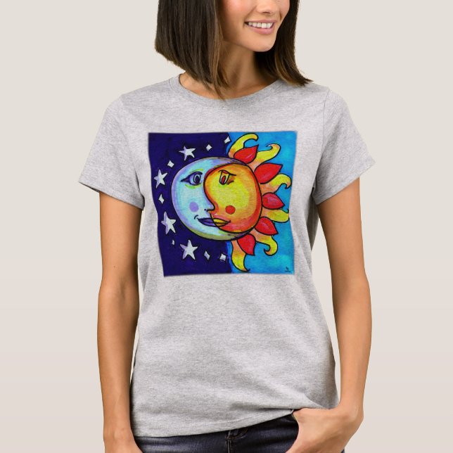 Camiseta Celestial Sun Moon 90 Art Design (Frente)