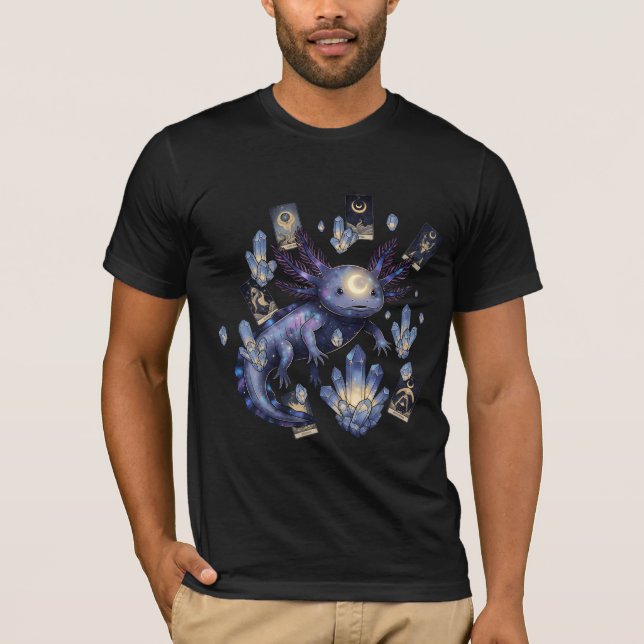 Camiseta Celestial Tarot Axolotl | Lua Mística Ma (Frente)