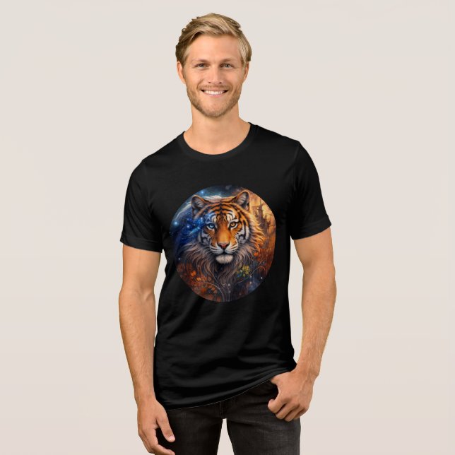 Camiseta Celestial Tiger – Day and Night Fantasy Art (Frente Completa)