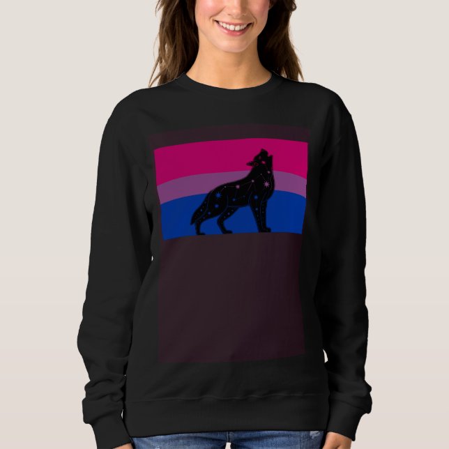 Camiseta Celestial Wolf Bisexual Pride Flag Tribal Galaxy A (Frente)