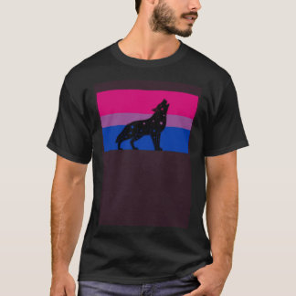Camiseta Celestial Wolf Bisexual Pride Flag Tribal Galaxy A