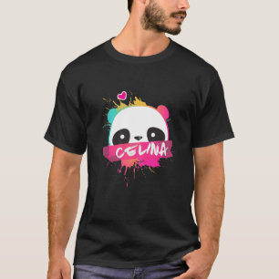 Camiseta CELINA - Bela Menina Nome com um Panda Adorável