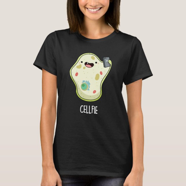 Camiseta Cellfie Funny Biology Selfie Pun Dark BG (Frente)