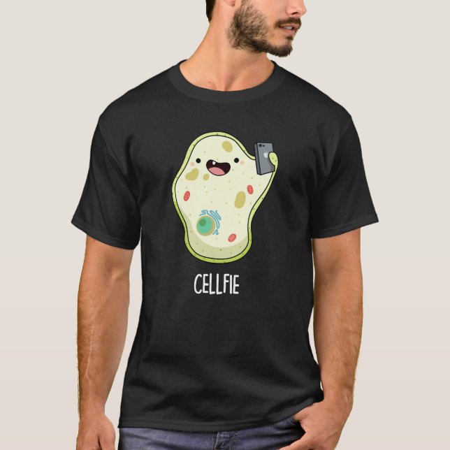 Camiseta Cellfie Funny Biology Selfie Pun Dark BG (Frente)