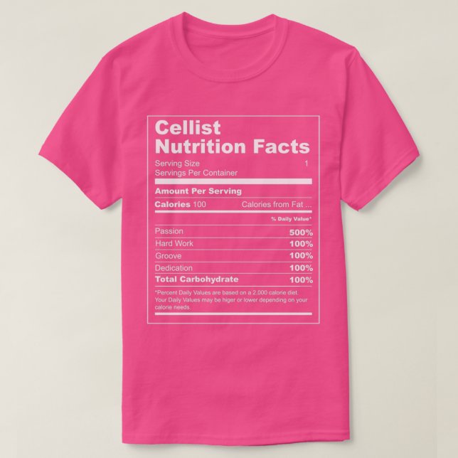 Camiseta Cellist Nutrition Facts  (Frente do Design)