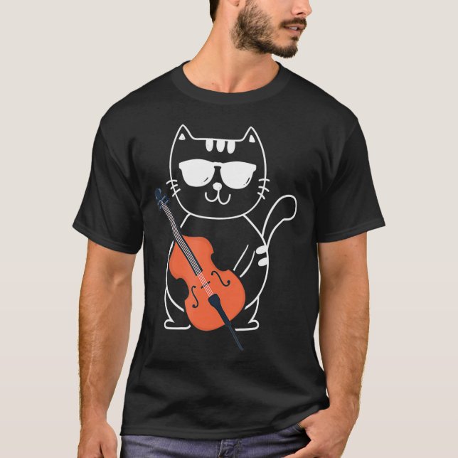 Camiseta Cello Cat Orchestra Música Clássica Cello (Frente)